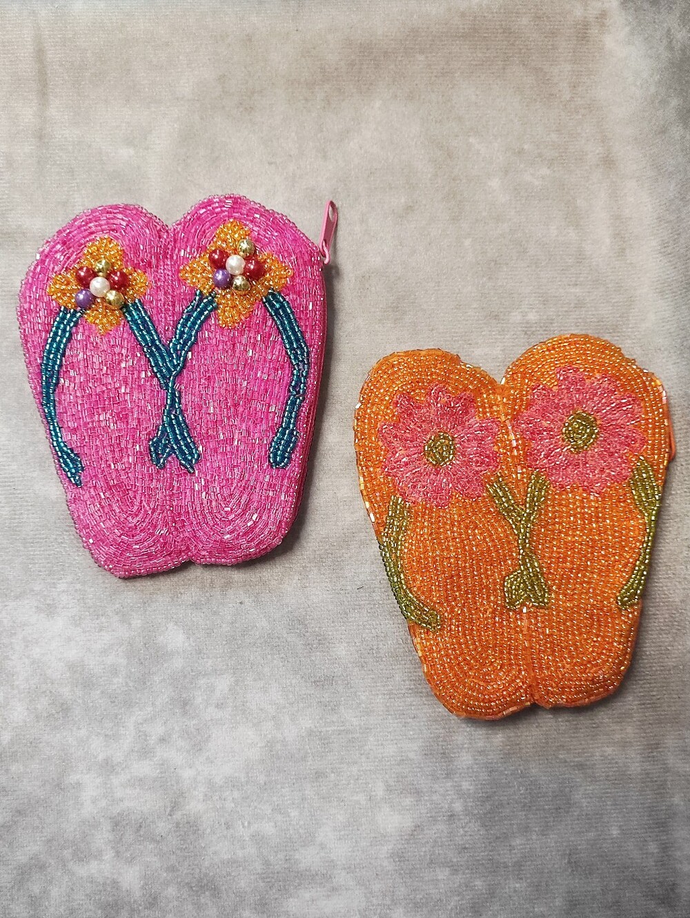 Flip Flop Sandals Set Of 2 Seed Bead Coin Purse Purses NWOT Multiple Colors